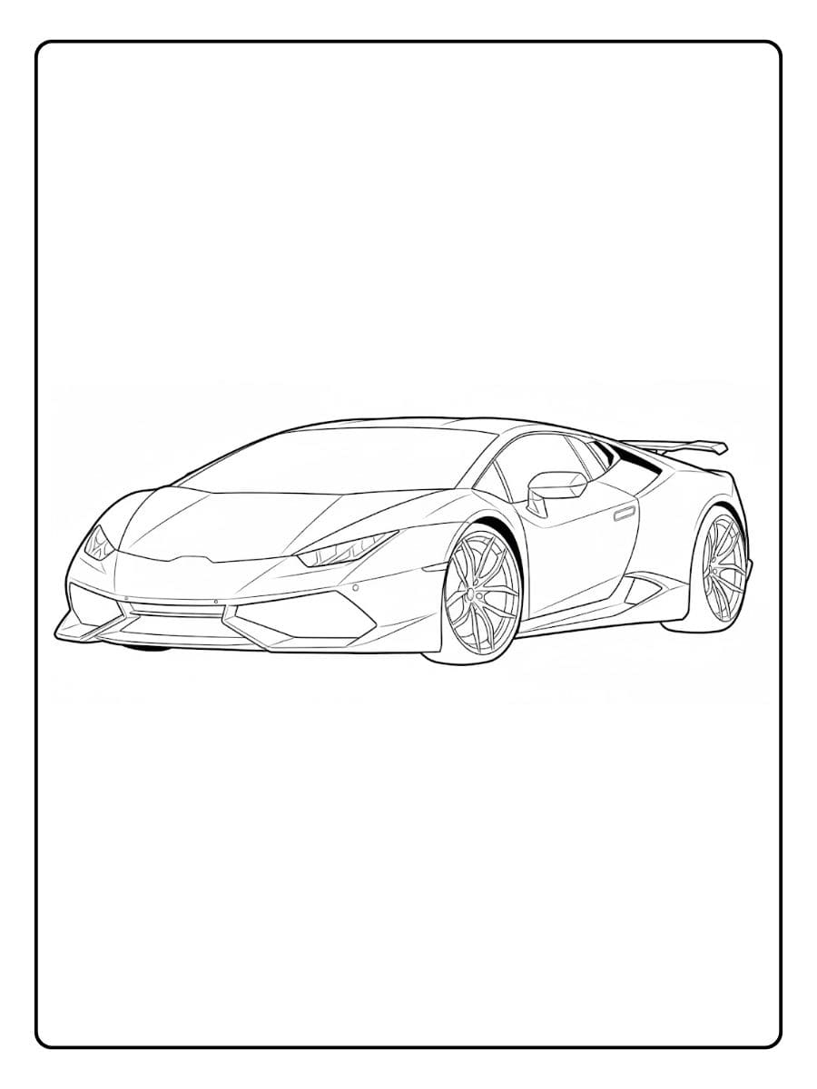 Ausmalbild Lamborghini Huracán Sportwagen Umrisszeichnung