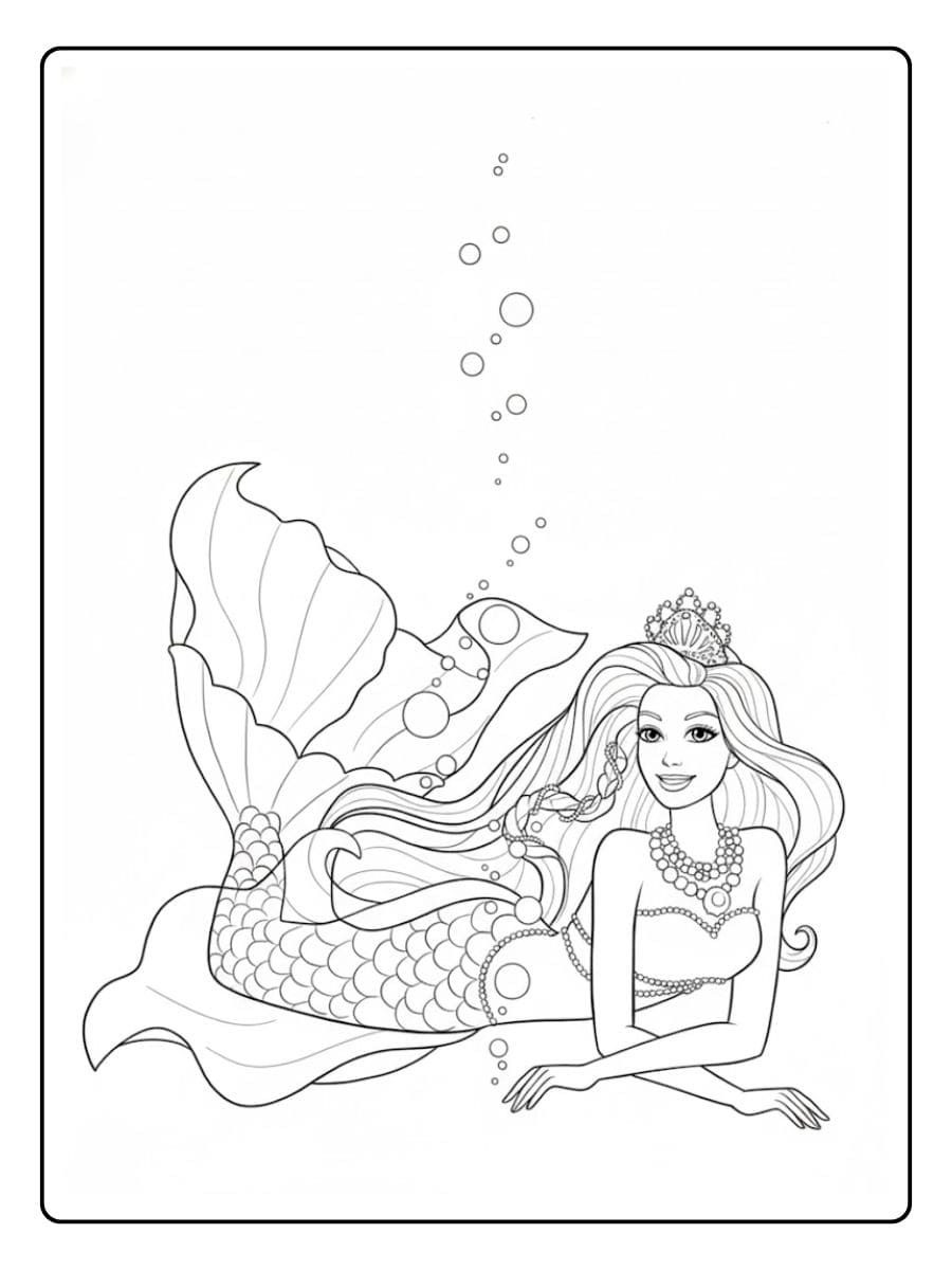 Ausmalbild Meerjungfrau Barbie Die Unterwasserprinzessin
