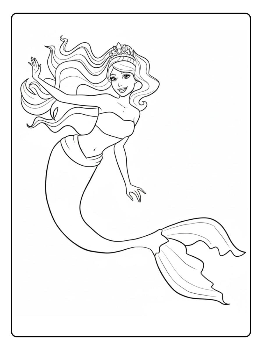 Ausmalbild Meerjungfrau Barbie Königliche Unterwasserwelt