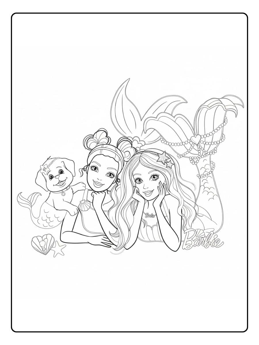Ausmalbild Meerjungfrau Barbie Prinzessin der Meere