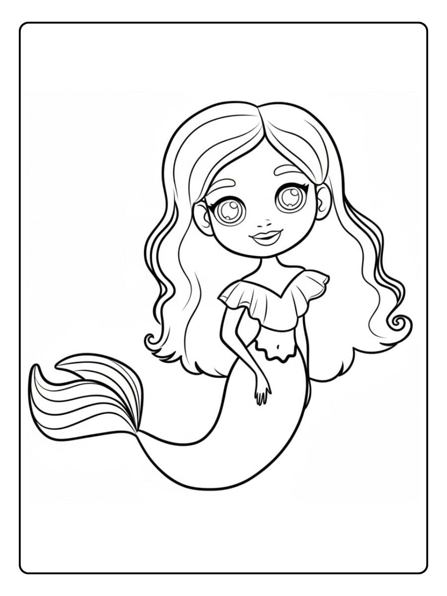 Ausmalbild Meerjungfrau Einfache Konturen
