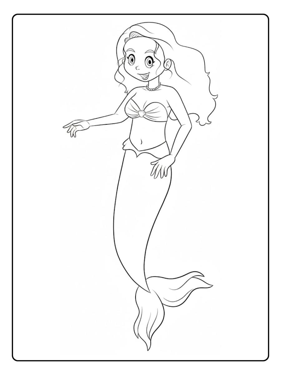 Ausmalbild Meerjungfrau Einfache Skizze