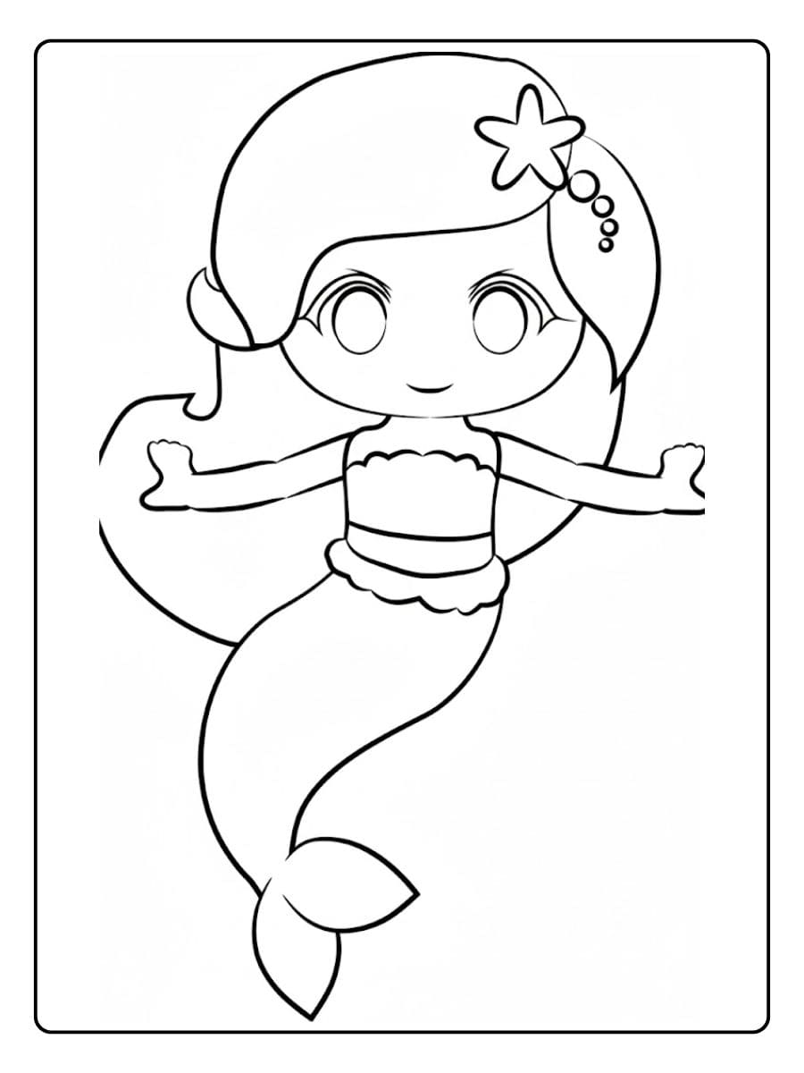 Ausmalbild Meerjungfrau Einfache Umrisszeichnung (2)