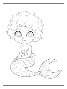 Ausmalbild Meerjungfrau Einfache Umrisszeichnung