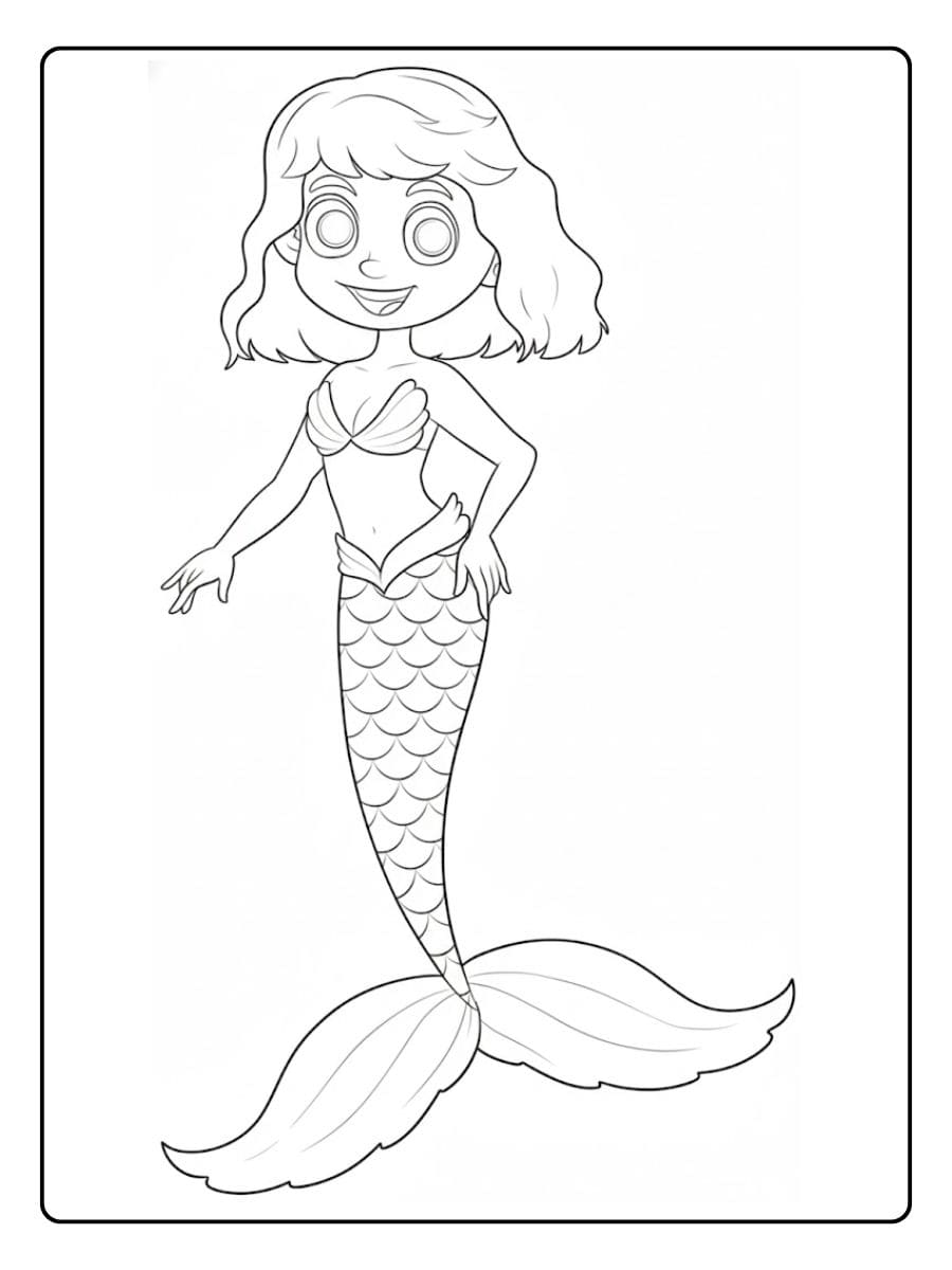 Ausmalbild Meerjungfrau Einfache Umrisszeichnung für Kinder