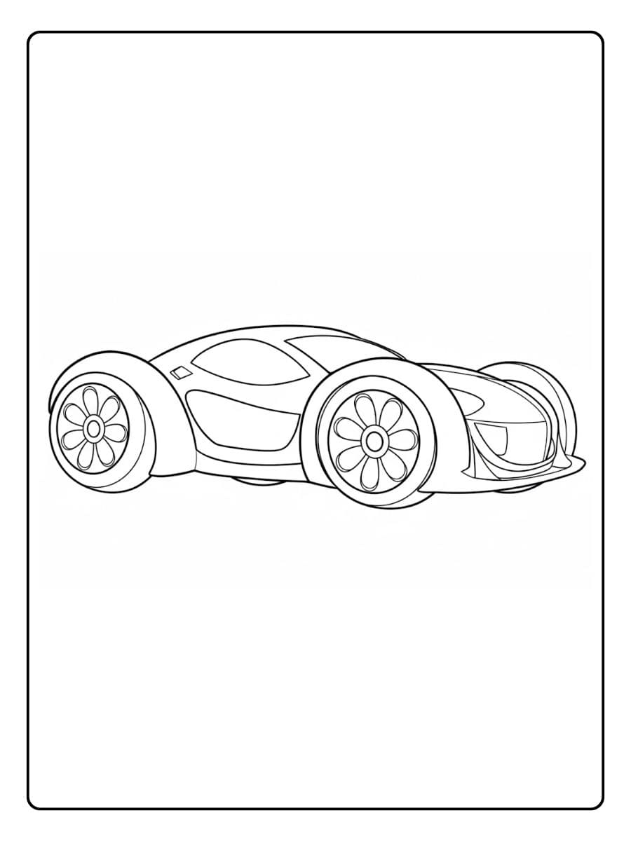 Ausmalbild Rennauto Kontur Einfache Schwarz Weiß Skizze