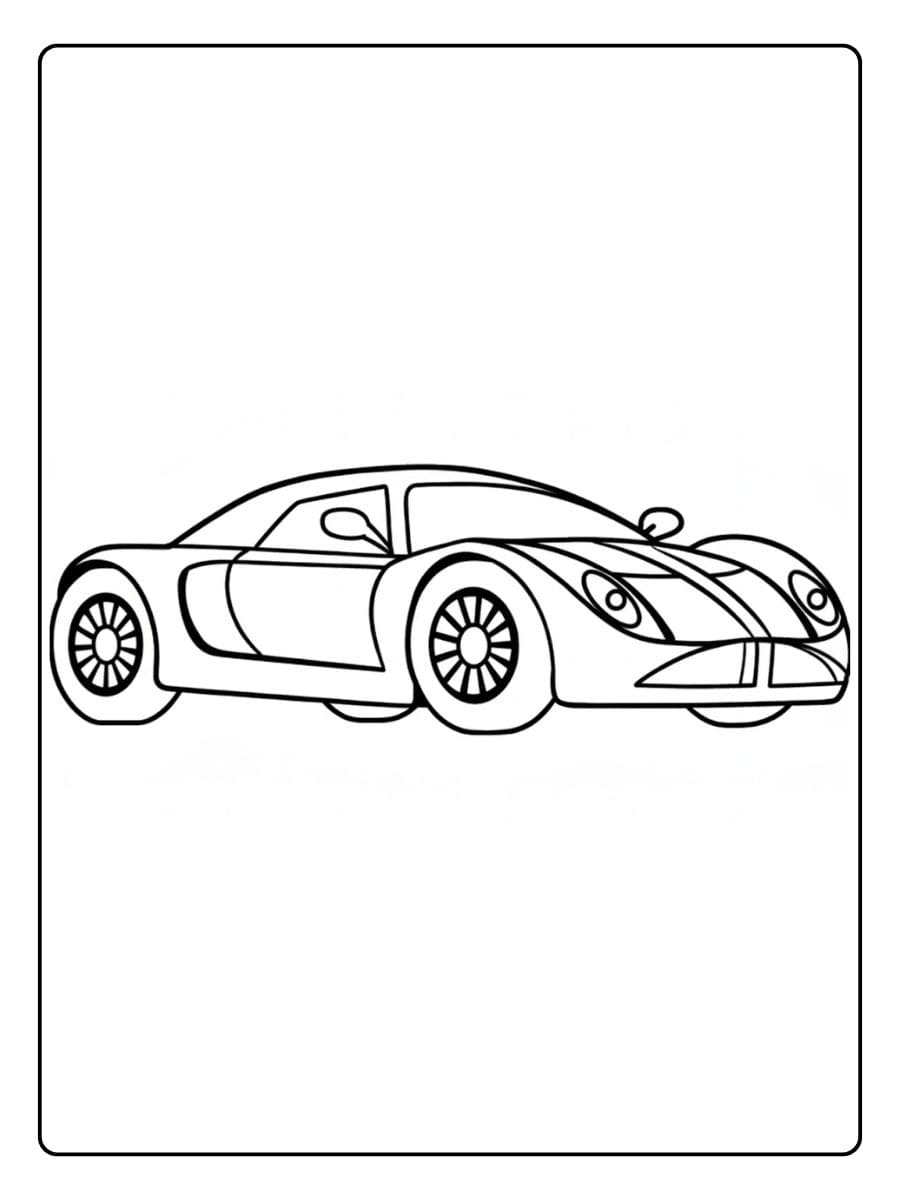 Ausmalbild Rennauto Lotus Elise Einfache schwarz weiß Umrisszeichnung für Kinder