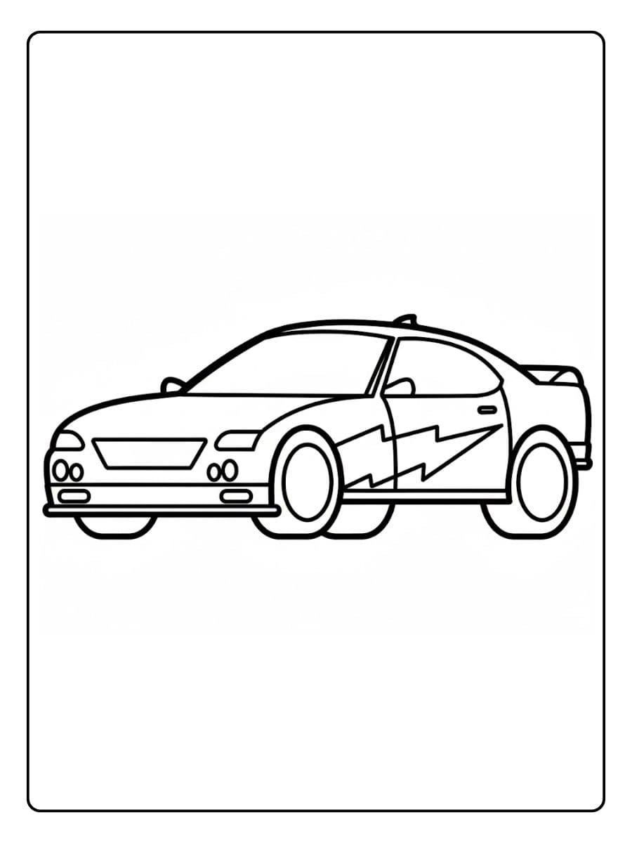 Ausmalbild Rennauto Umriss Einfaches Schwarz Weiß