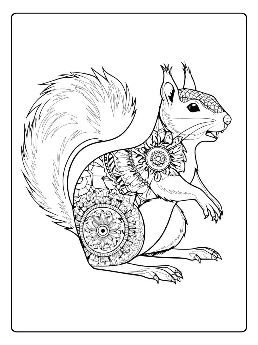 Ausmalbild Tier Mandala Symmetrie