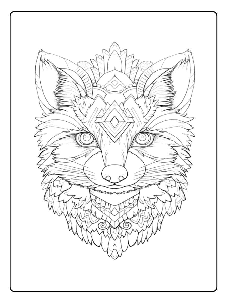 Ausmalbild Tier Mandala Vogel inmitten von Mustern