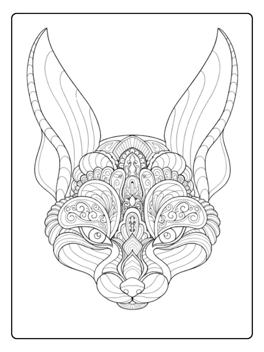 Ausmalbild Tier Mandala Zen Muster für Konzentration