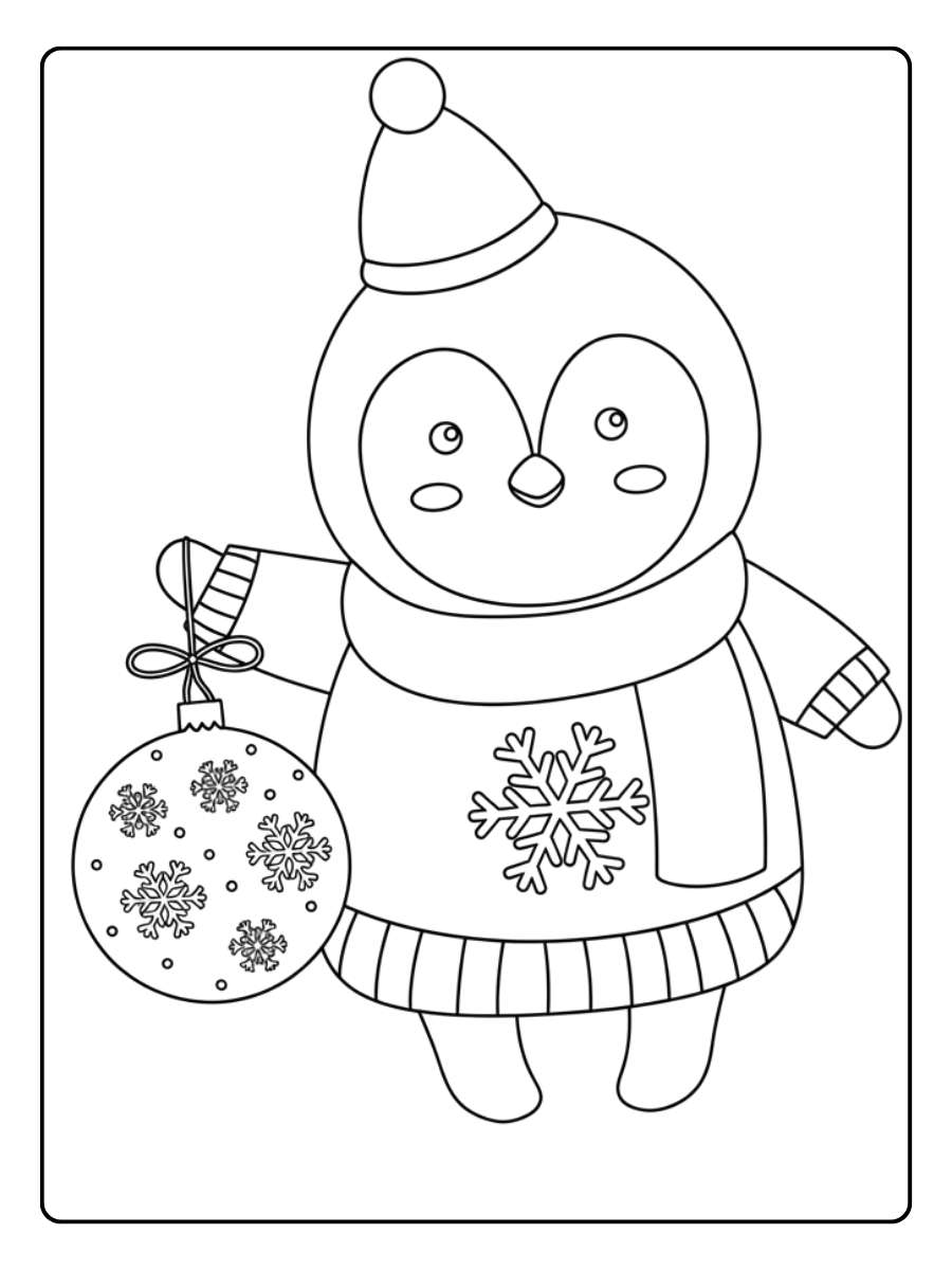 Ausmalbild Weihnachten Pinguin Wichtel