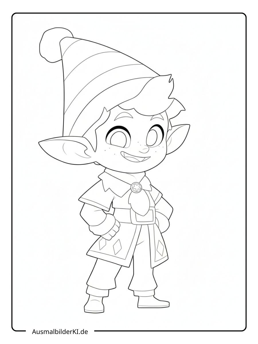 Ausmalbild Weihnachten Wichtel 1