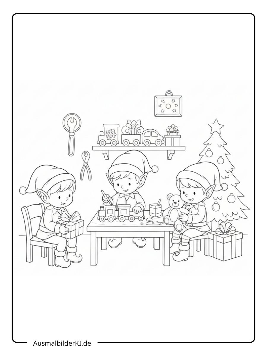 Ausmalbild Weihnachten Wichtel 12