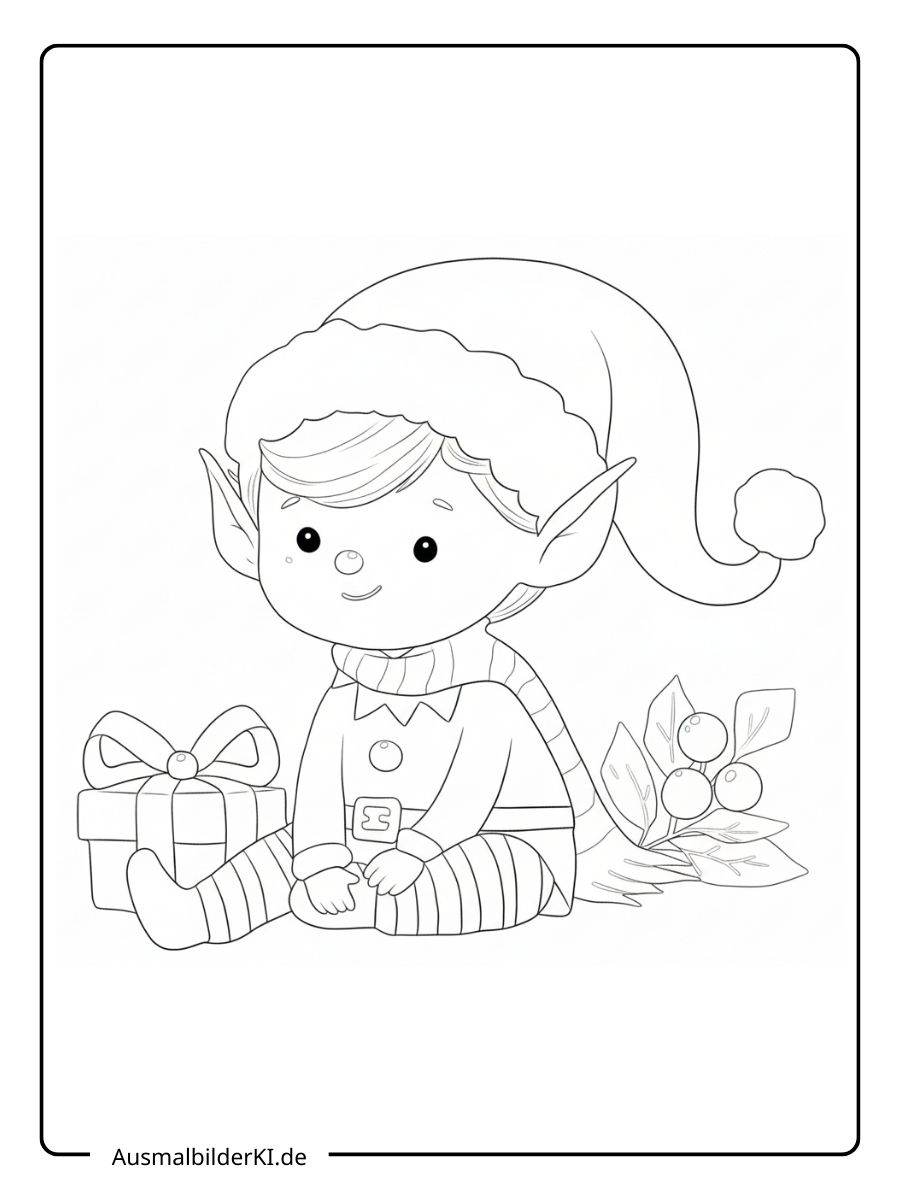 Ausmalbild Weihnachten Wichtel 13