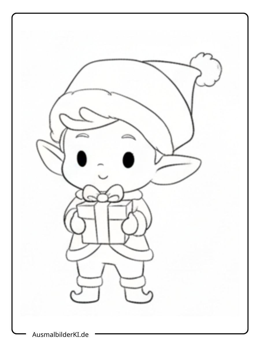 Ausmalbild Weihnachten Wichtel 14