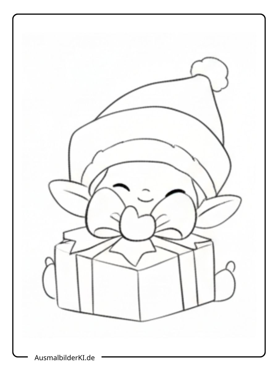 Ausmalbild Weihnachten Wichtel 16