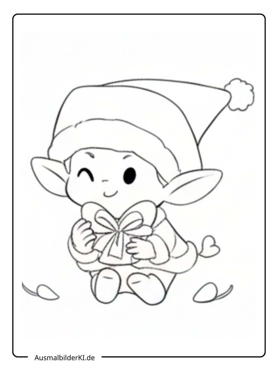 Ausmalbild Weihnachten Wichtel 17