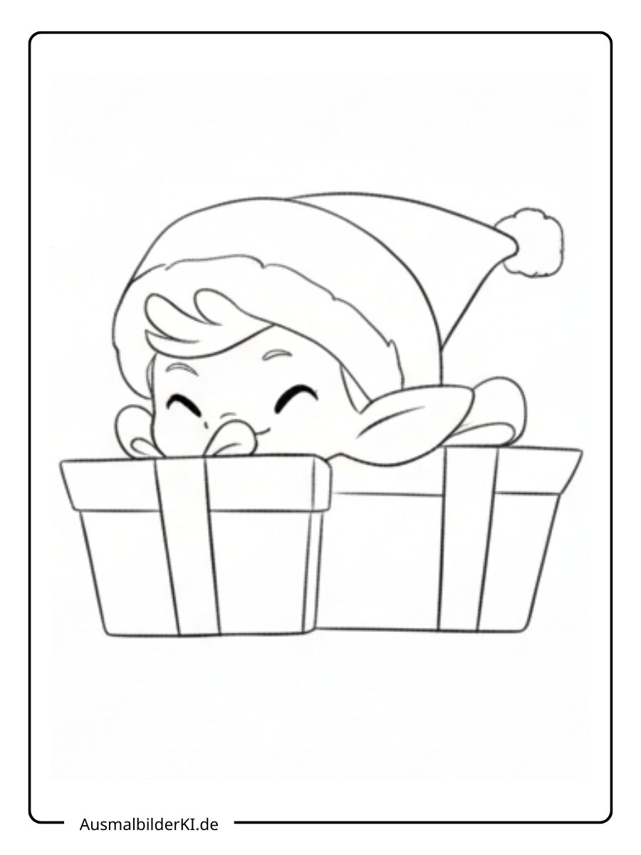 Ausmalbild Weihnachten Wichtel 18