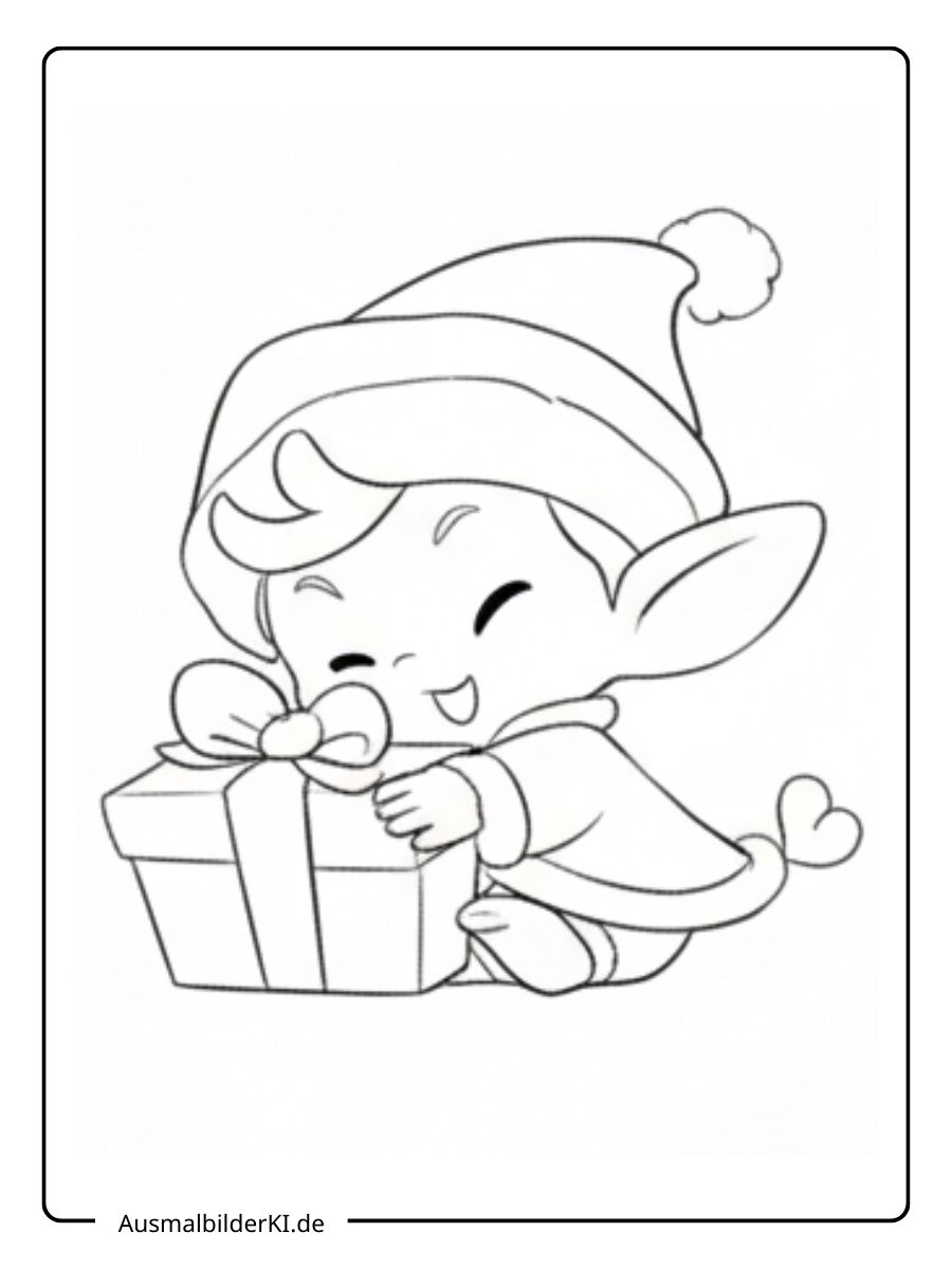 Ausmalbild Weihnachten Wichtel 19