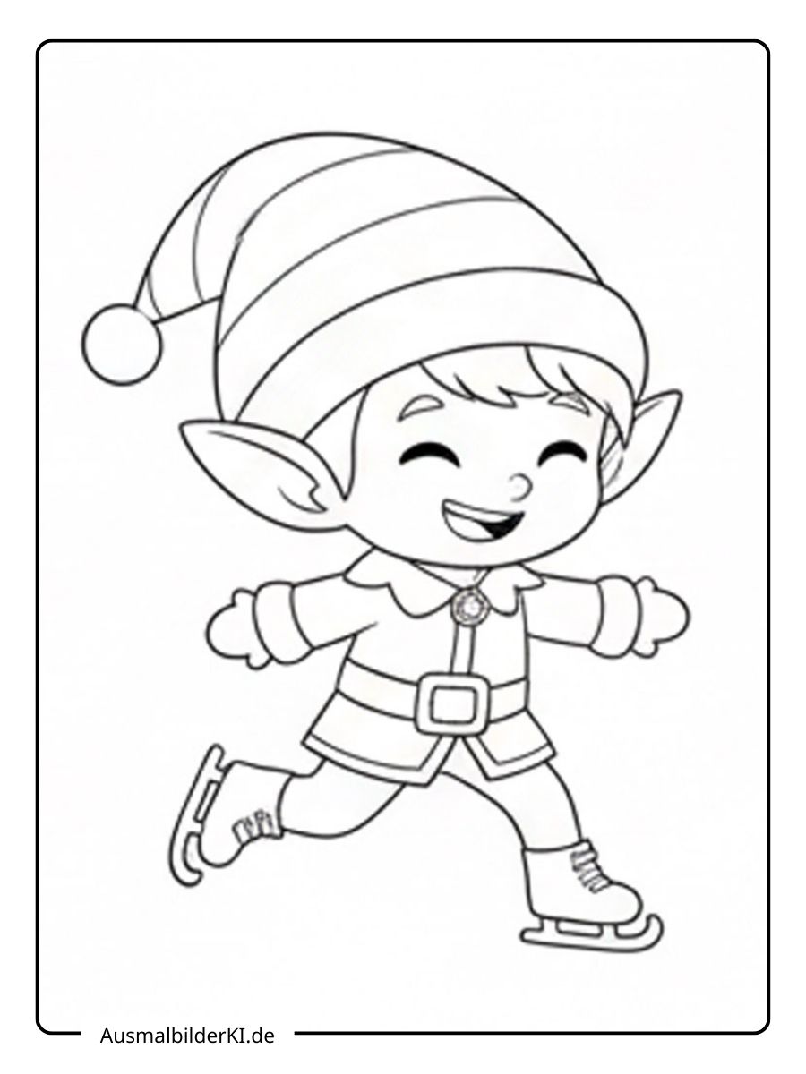 Ausmalbild Weihnachten Wichtel 6