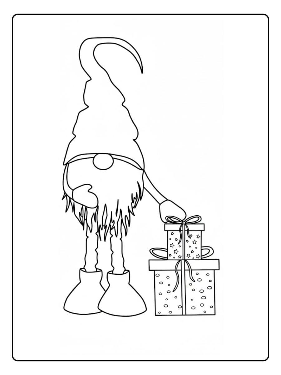 Ausmalbild Weihnachten Wichtel Kontur Zeichnung