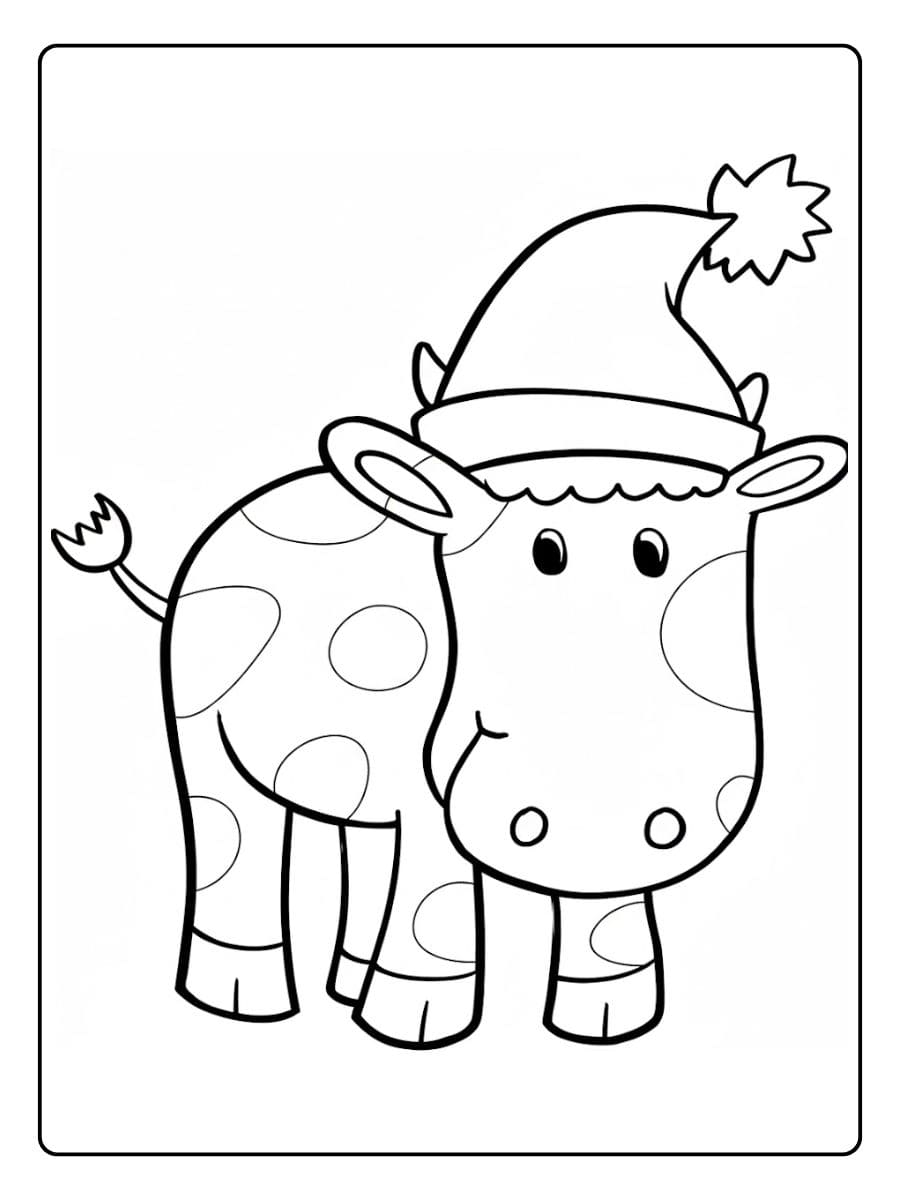 Ausmalbild Weihnachtskuh Ein süßes Tier für festliche Ausmalbilder