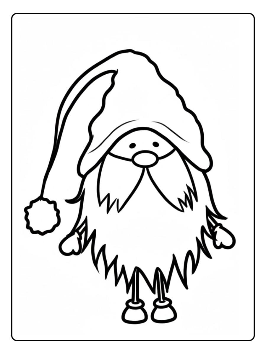 Ausmalbild Wichtel zu Weihnachten Dicke Linien