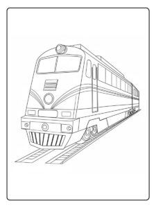 Ausmalbild Zug Einfache Schwarz Weiß Skizze eines modernen Zuges