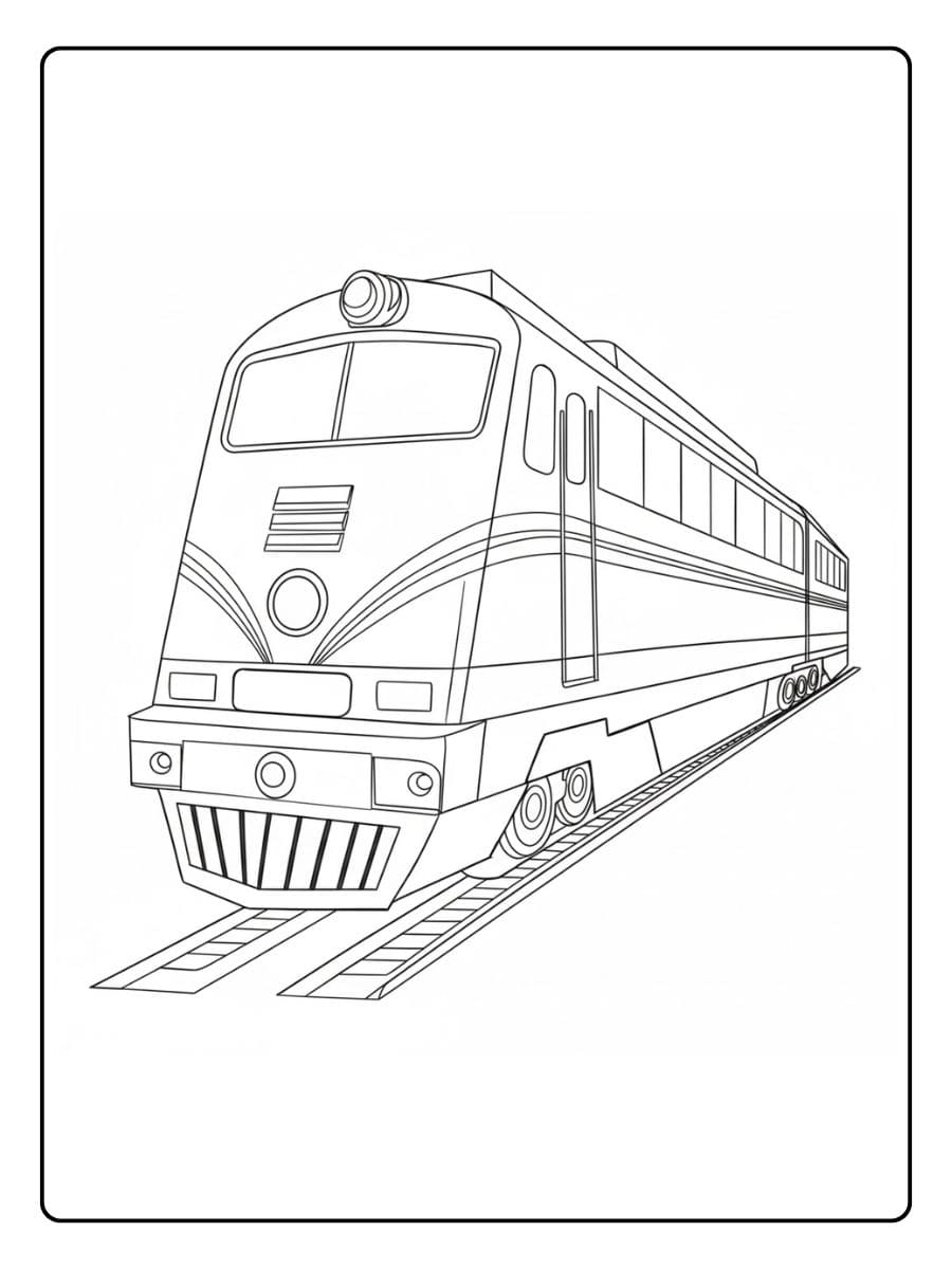Ausmalbild Zug Einfache Schwarz Weiß Skizze eines modernen Zuges