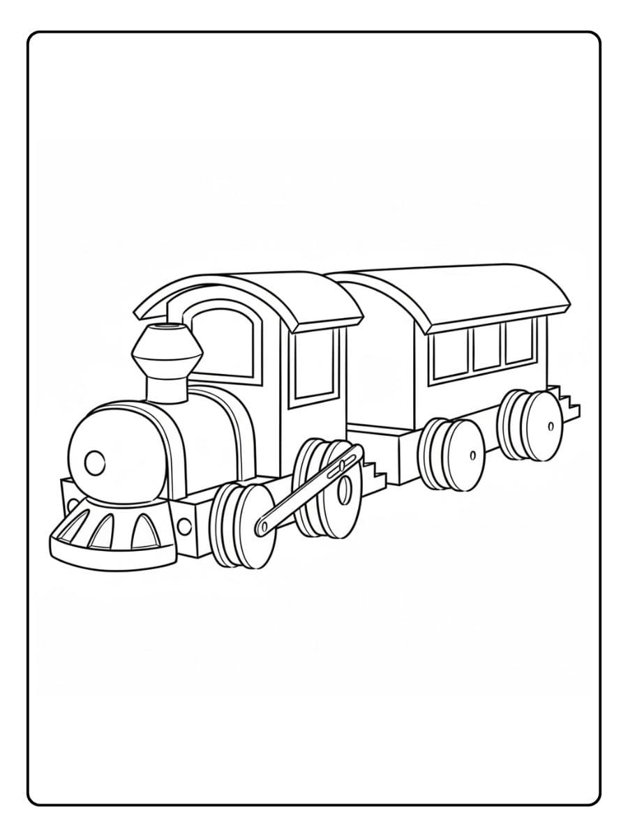 Ausmalbild Zug Einfache Schwarz Weiß Skizze