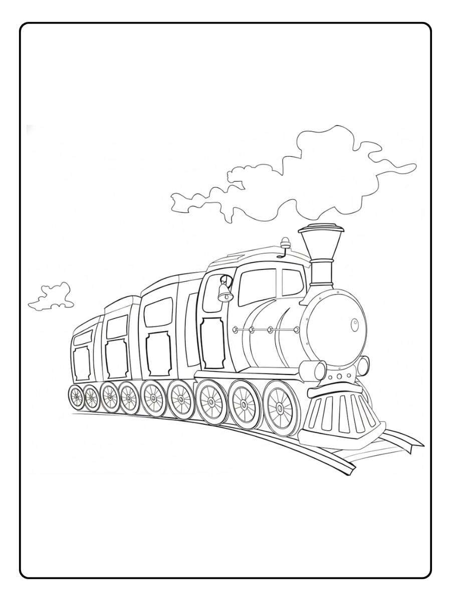 Ausmalbild Zug Einfache Umrisszeichnung einer Dampflok