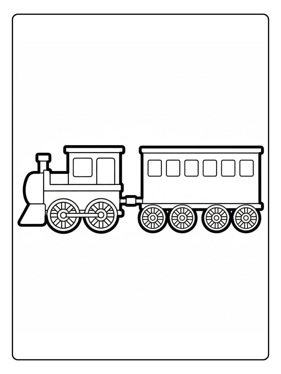 Ausmalbild Zug mit Waggon Einfache Skizze