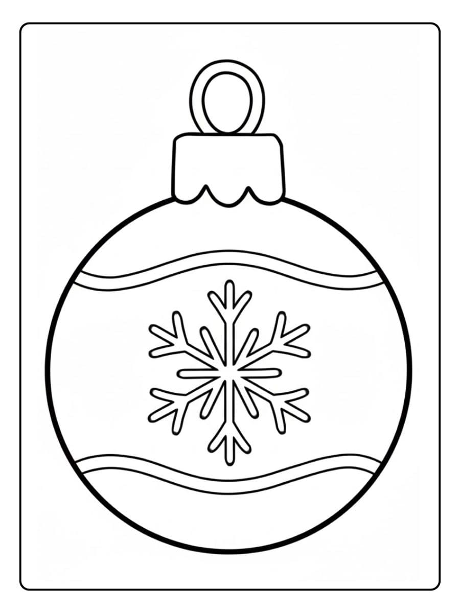 Ausmalbild für die Grundschule Einfache Weihnachtskugel mit Schneeflocke ausmalbilder weihnachten grundschule