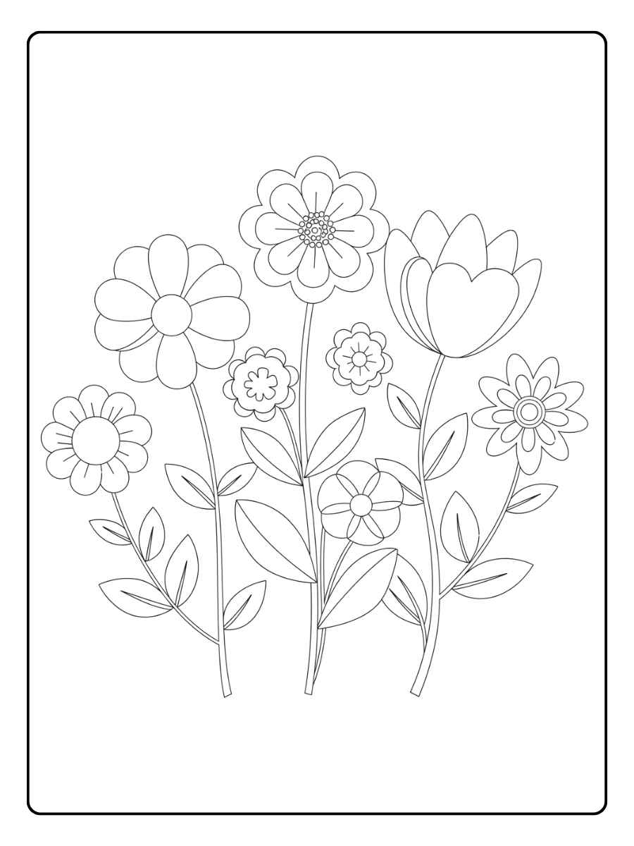 Ausmalbilder Blumen Geometrische Blütenpracht