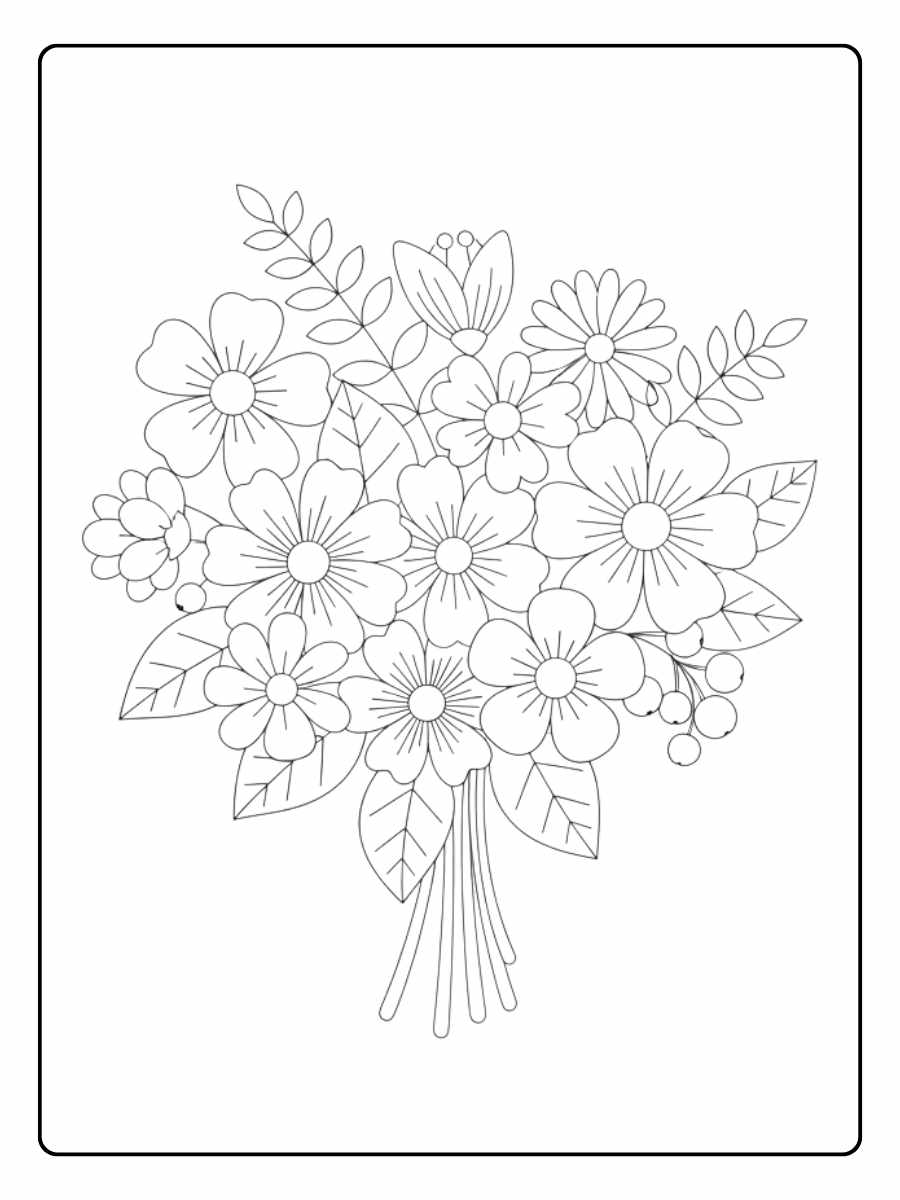 Ausmalbilder Blumen Symmetrie einer Gartenblume