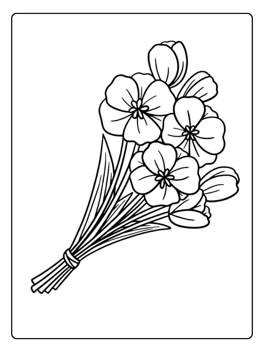 Ausmalbilder Blumen Symmetrisches Blütenmuster