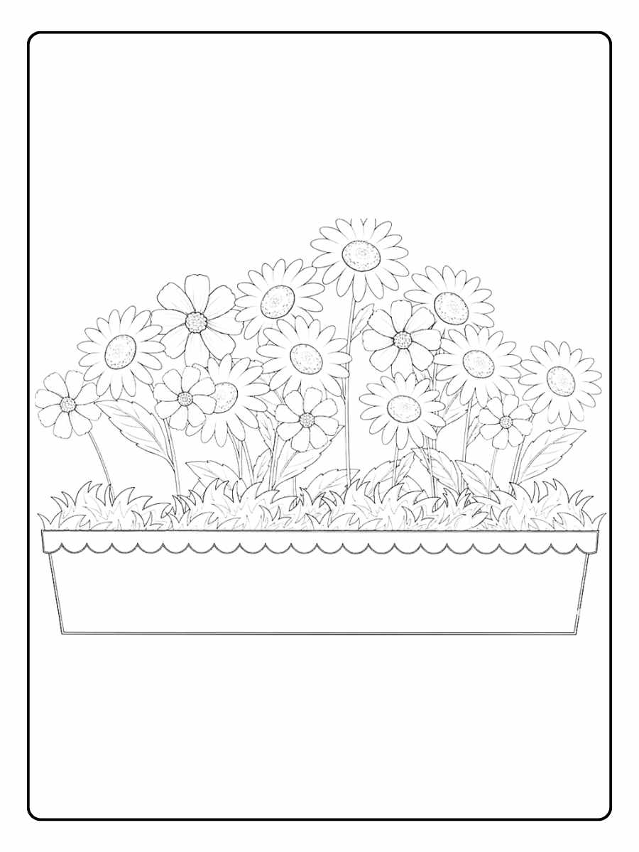 Ausmalbilder Blumenwiese für Kinder