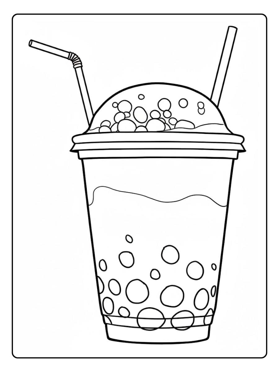 Ausmalbilder Bubble Tea Einfache Umrisszeichnung