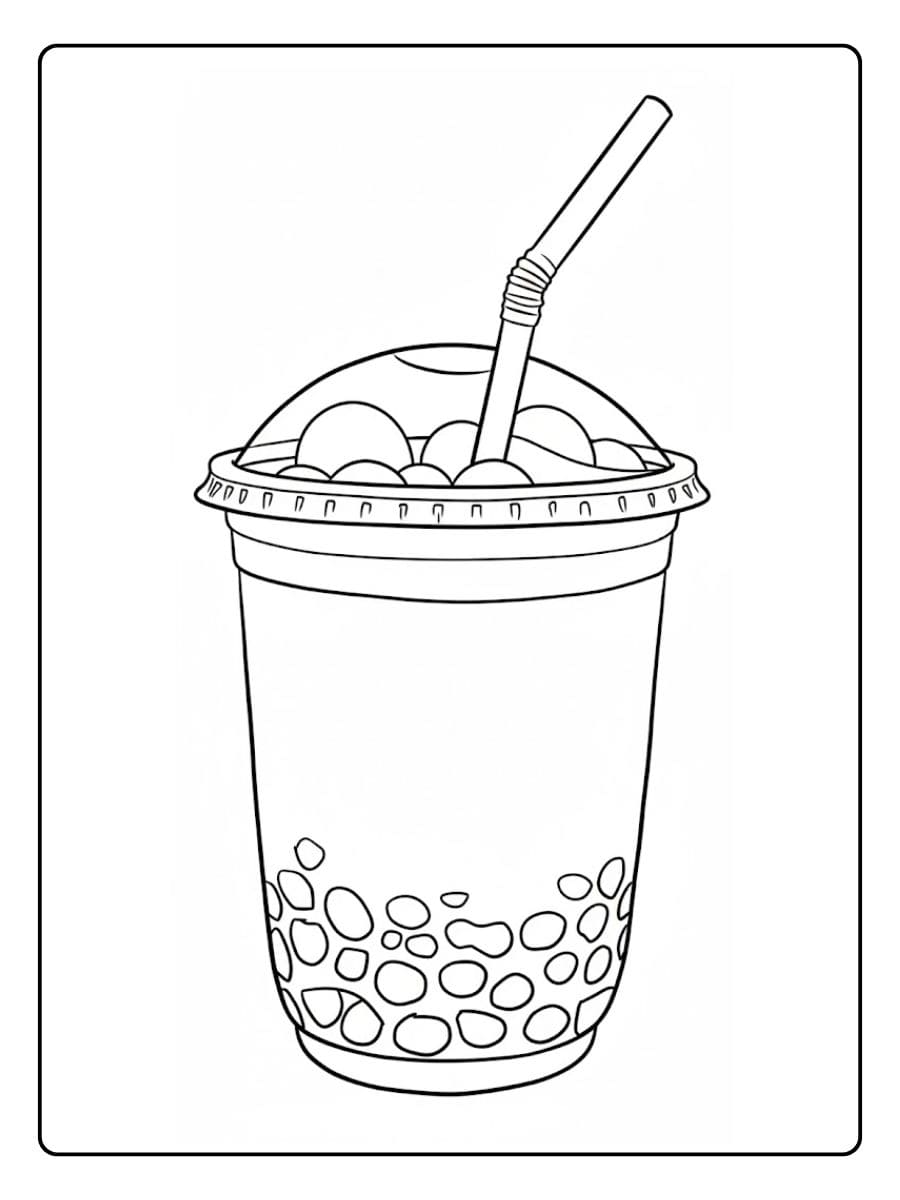 Ausmalbilder Bubble Tea Großformatige Konturen