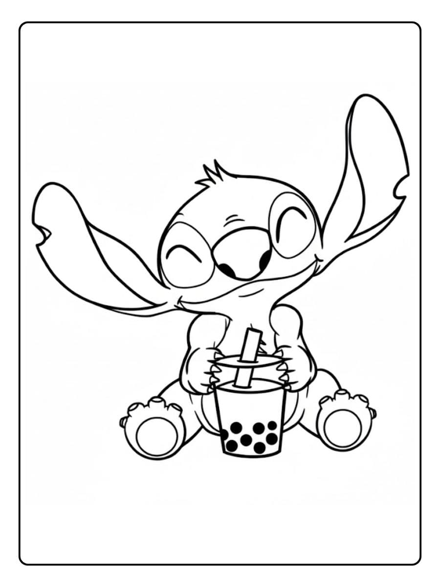 Ausmalbilder Bubble Tea Stitch Umriss