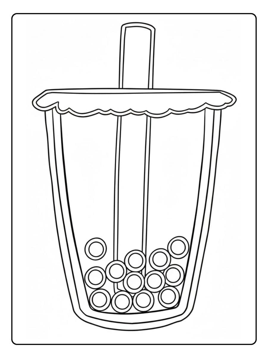 Ausmalbilder Bubble Tea Tasse mit Strohhalm