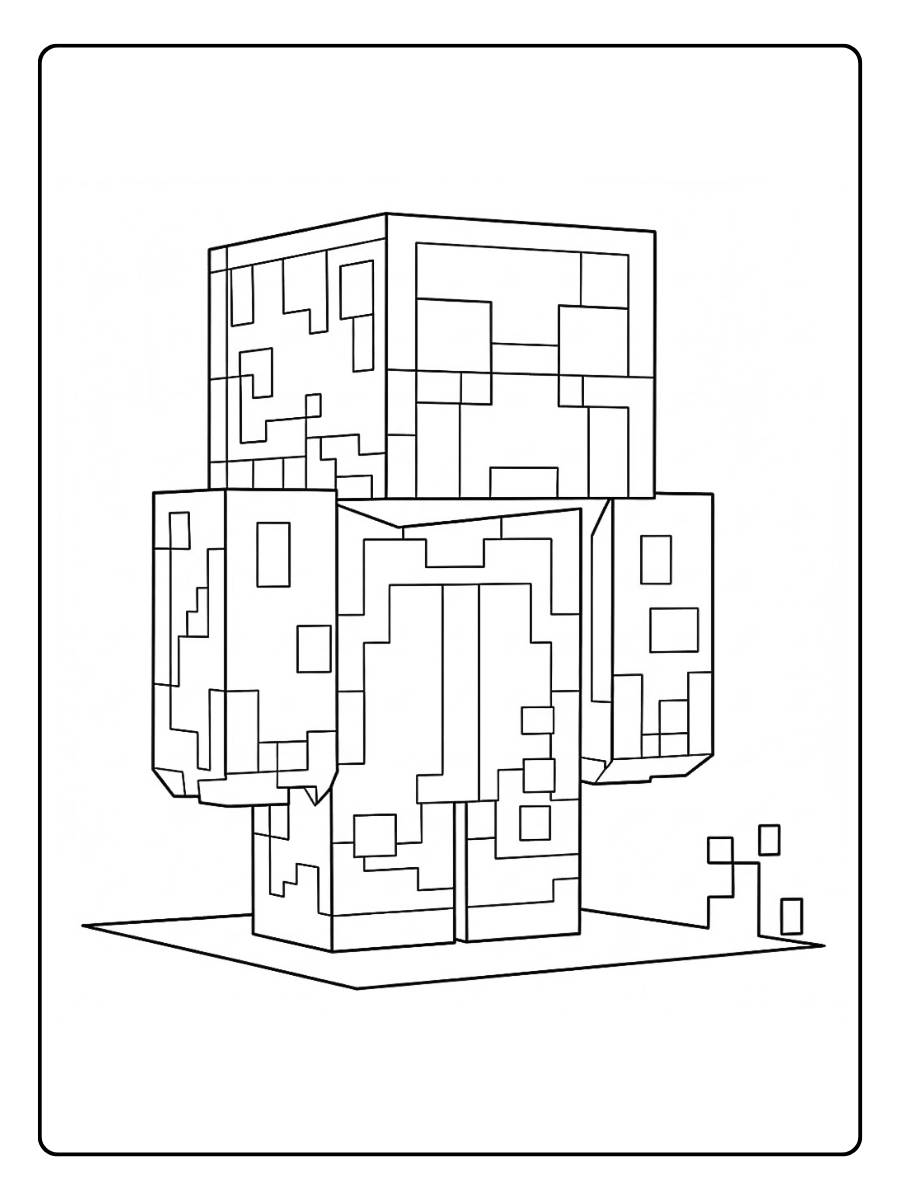 Ausmalbilder Minecraft Monster Pixelblock Golem