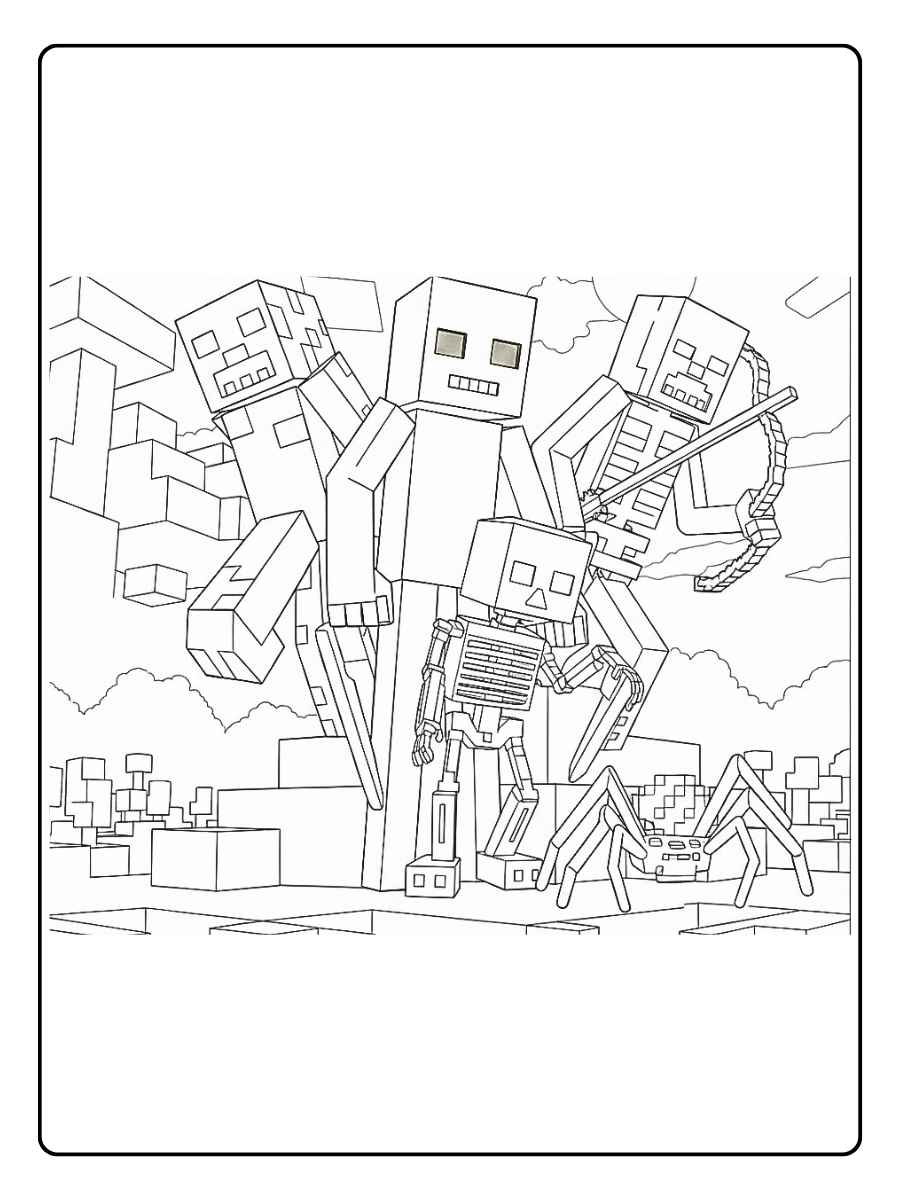 Ausmalbilder Minecraft Monster Riesige Mecha Monster