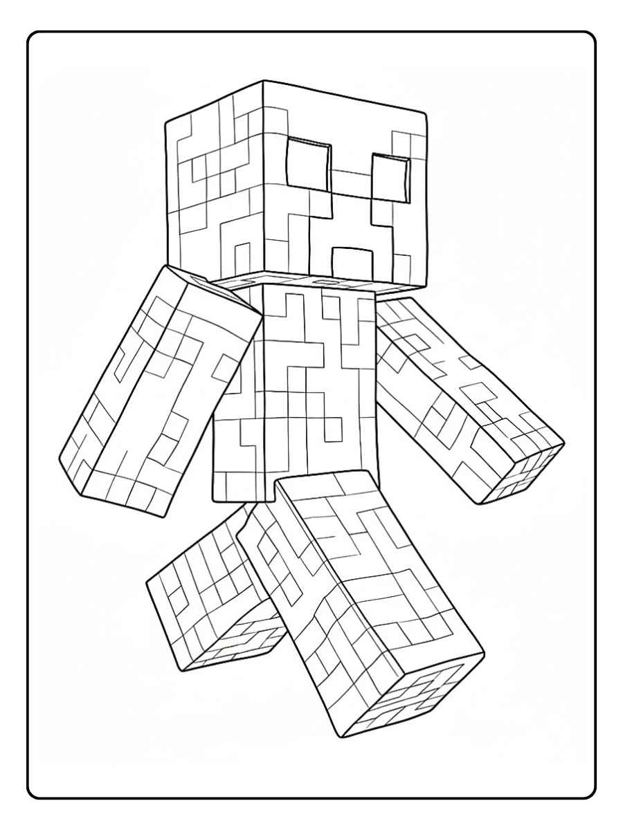 Ausmalbilder Minecraft Monster Wandelnde Würfelmonster