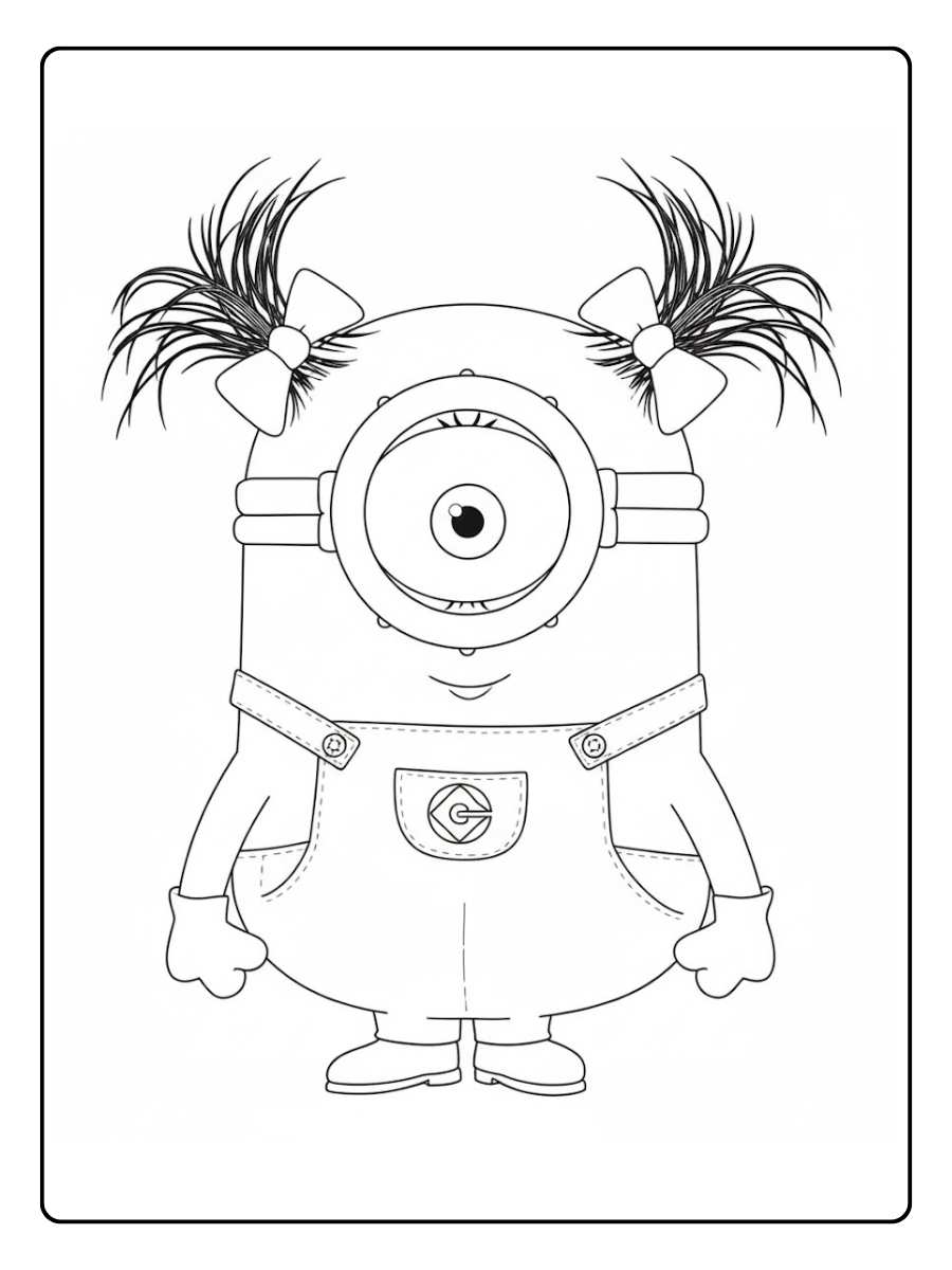 Ausmalbilder Minions Mädchen Minion mit zwei Zöpfen