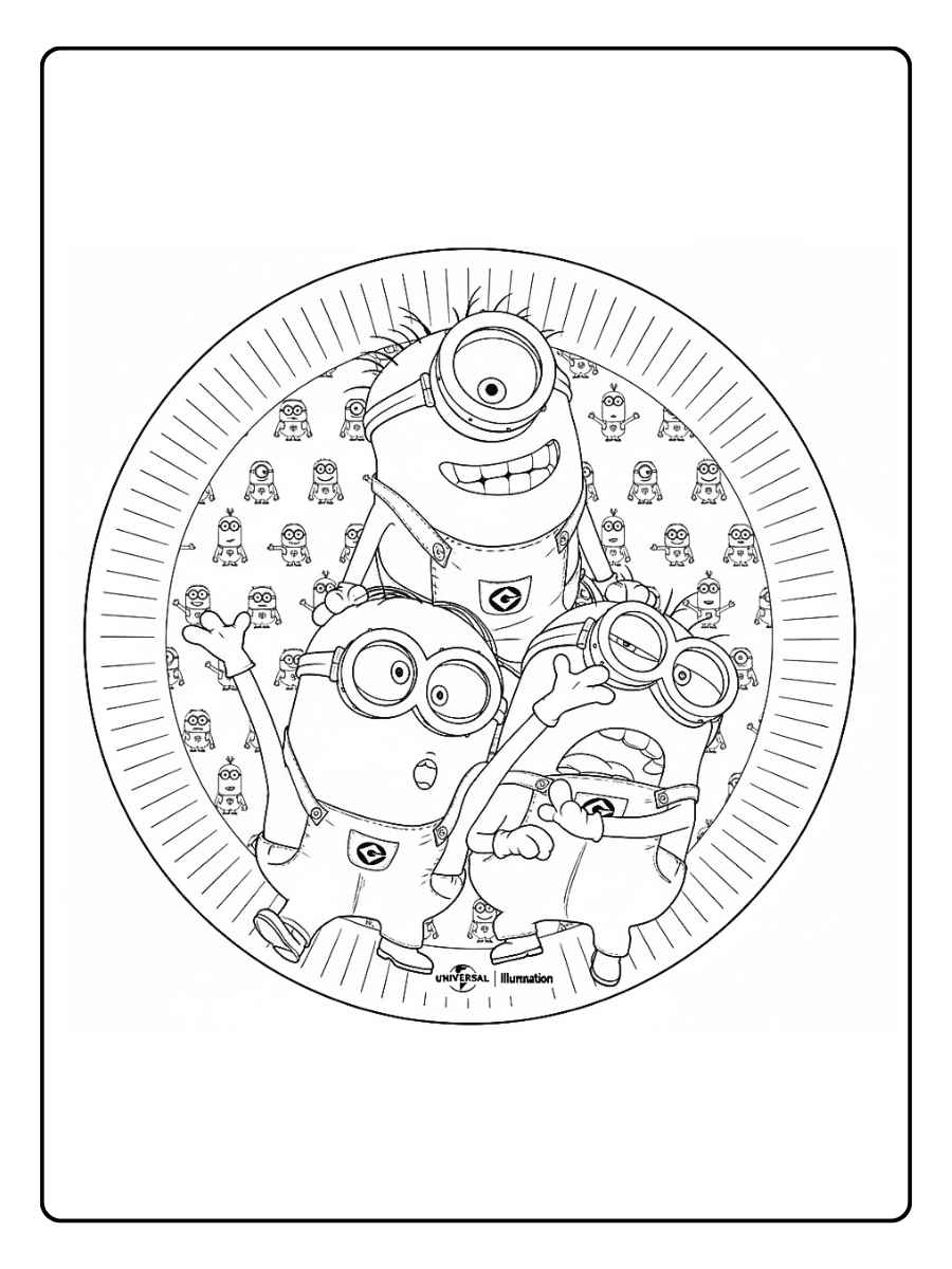 Ausmalbilder Minions Minion in einer Weihnachtskugel