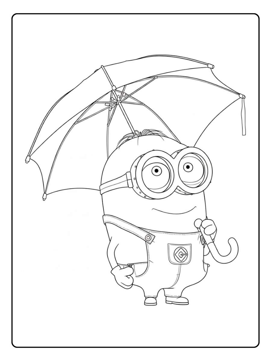 Ausmalbilder Minions Minion mit Regenschirm