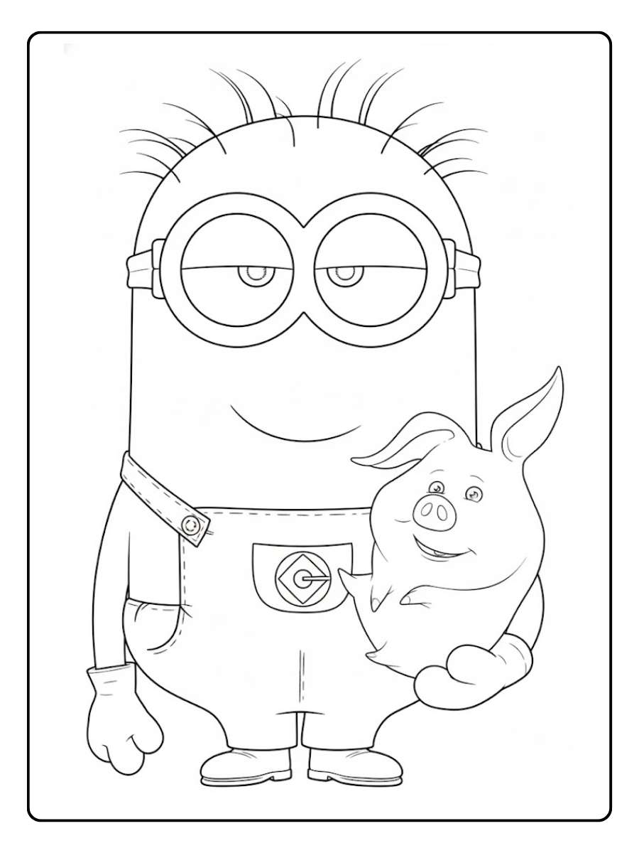 Ausmalbilder Minions Minion mit Teddybär