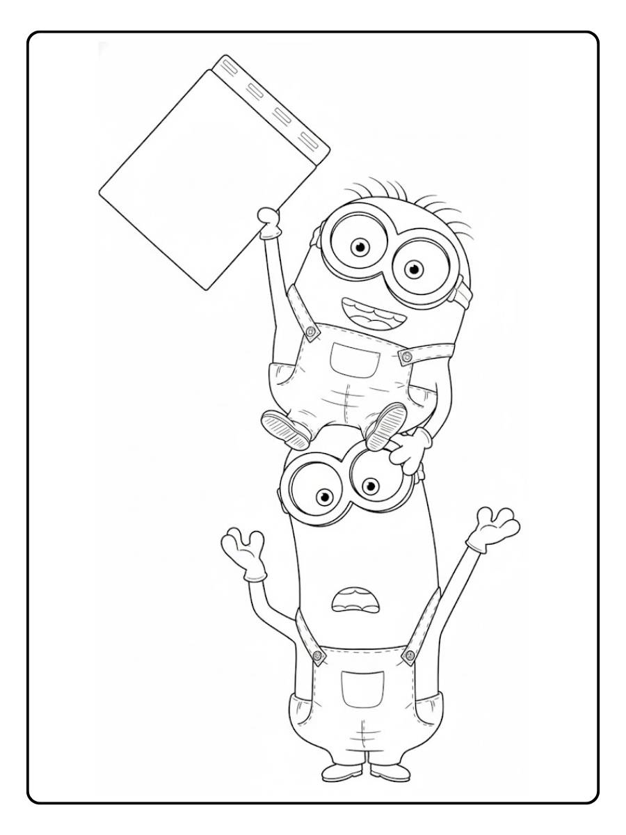 Ausmalbilder Minions Stapel aus drei Minions